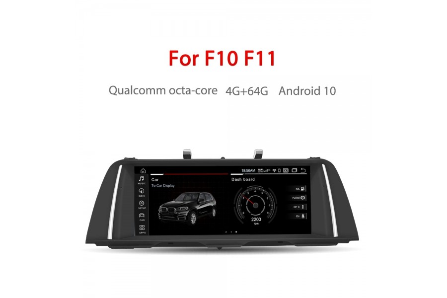BMW Series 5 F10 F11 F18 10.25" Android 12 (Genuine Specs).0 4G+64G Qualcomm 8 core built-in 4G-LTE IPS Car MultiMedia