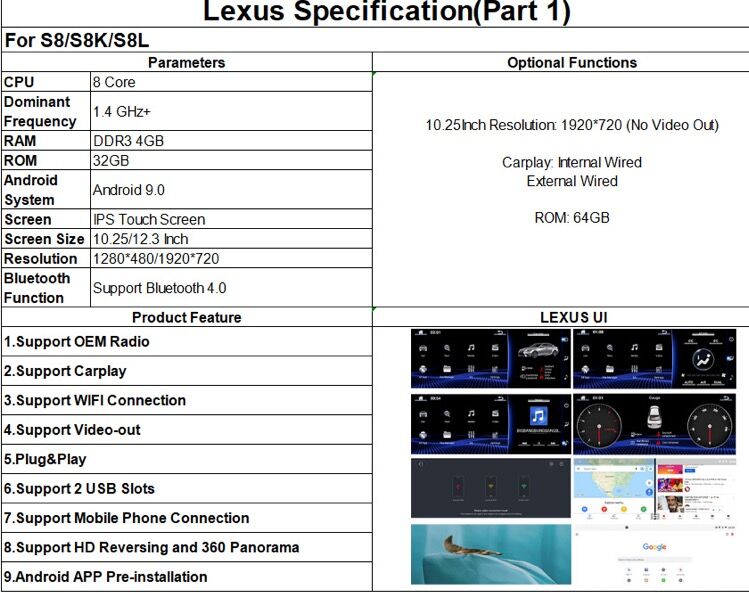 Lexus RX270 Android 12, 4g/64gb 8-core Android head unit 