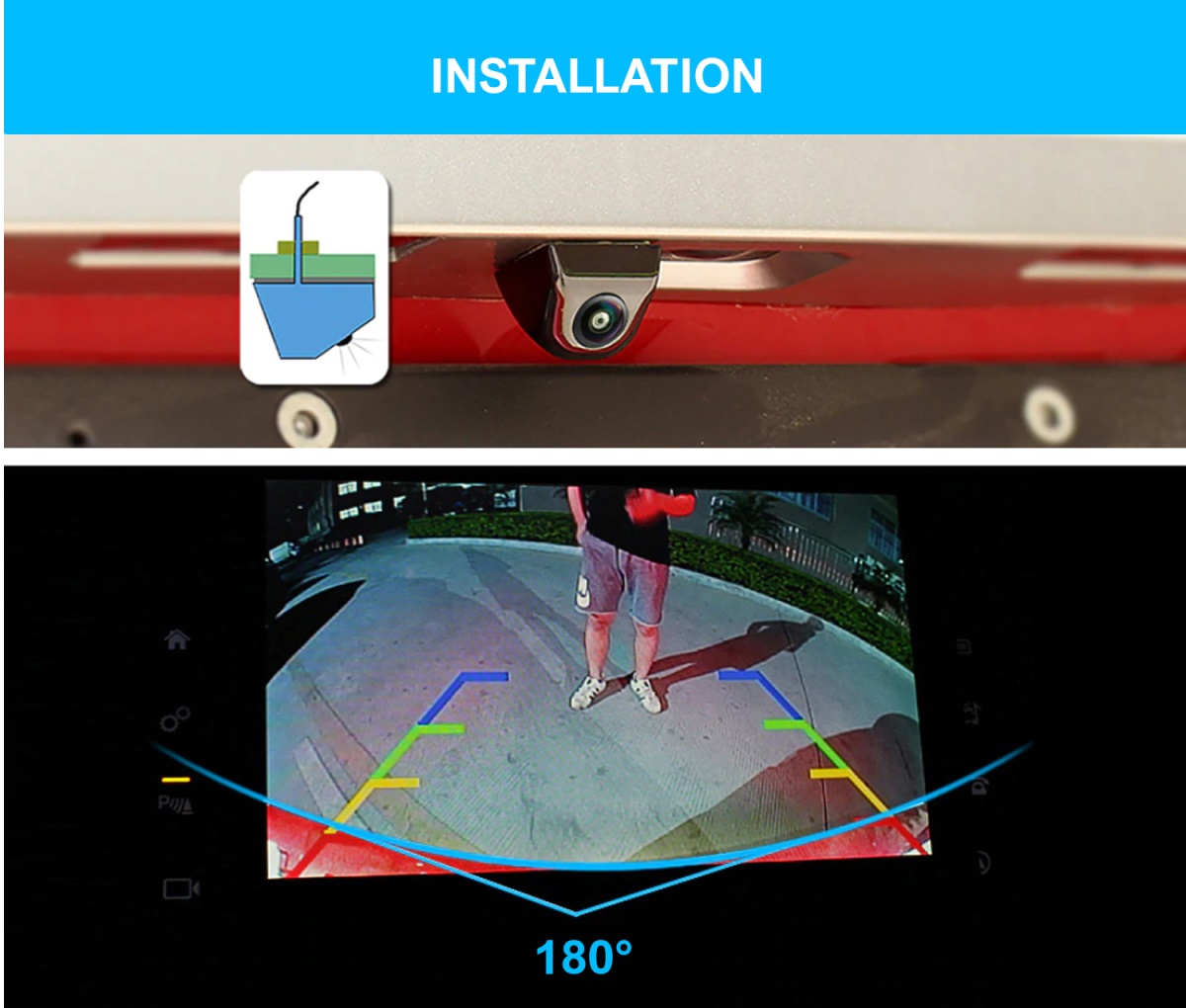 Universal reversing camera drill hole