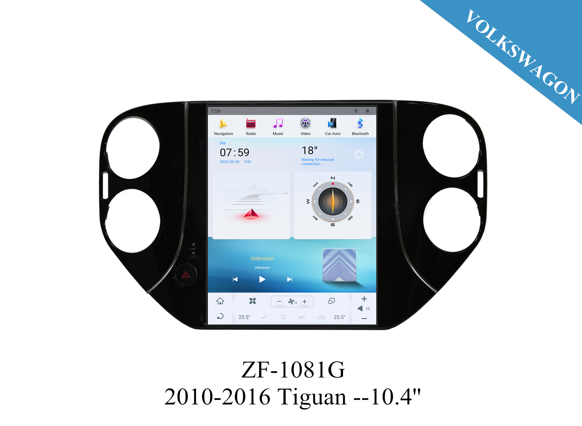 VW 2010-2016 Tiguan 10.4'' inch Tesla Style Apple CarPlay Android Radio Upgrade